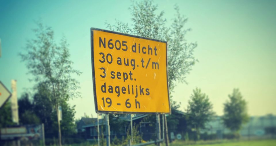 Avondafsluiting N605 tussen Gemert en Boekel