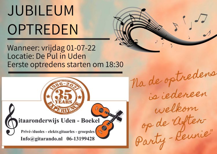 Jubileumoptreden Gitarando Gitaaronderwijs Uden-Boekel