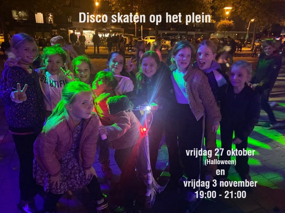 Vrijdag 27 oktober en vrijdag 3 november is er weer disco skate op het plein!
