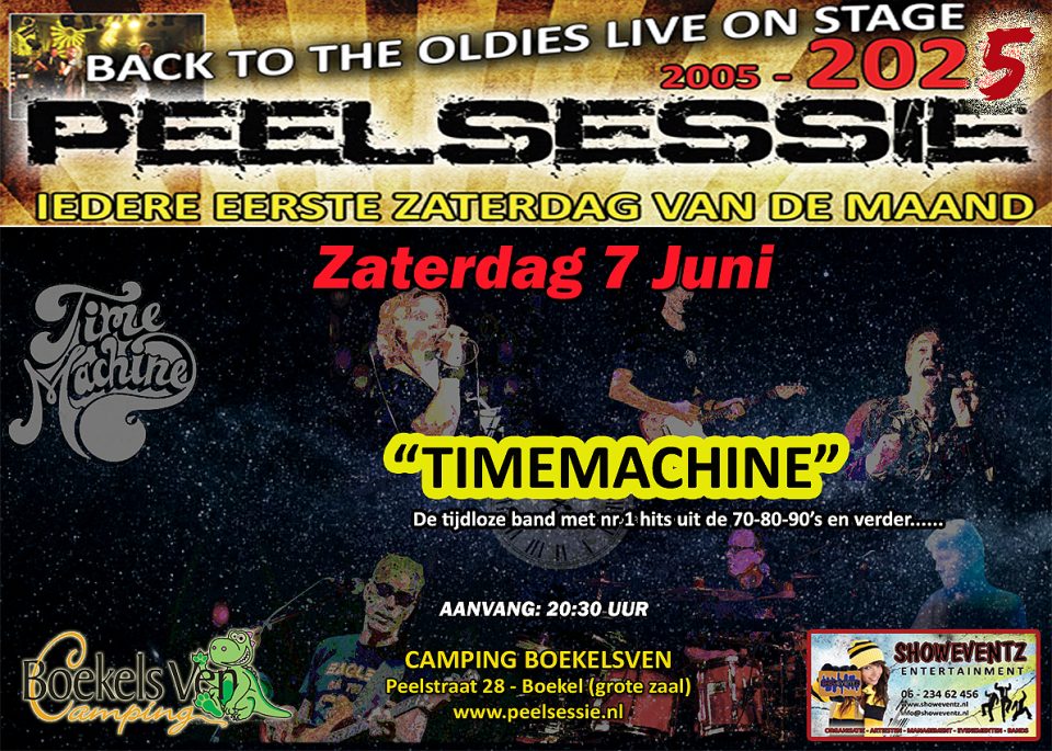 Peelsessie Boekel met op 7 juni de topband TIMEMACHINE