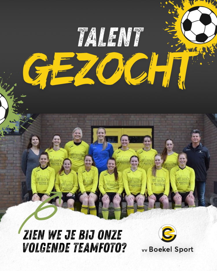 Vrouwen 1 – Boekel Sport zoekt versterking! Heb jij zin om gezellig een potje voetbal te spelen? Ons 7×7 vrouwenvoetbalteam zoekt nieuwe speelsters!