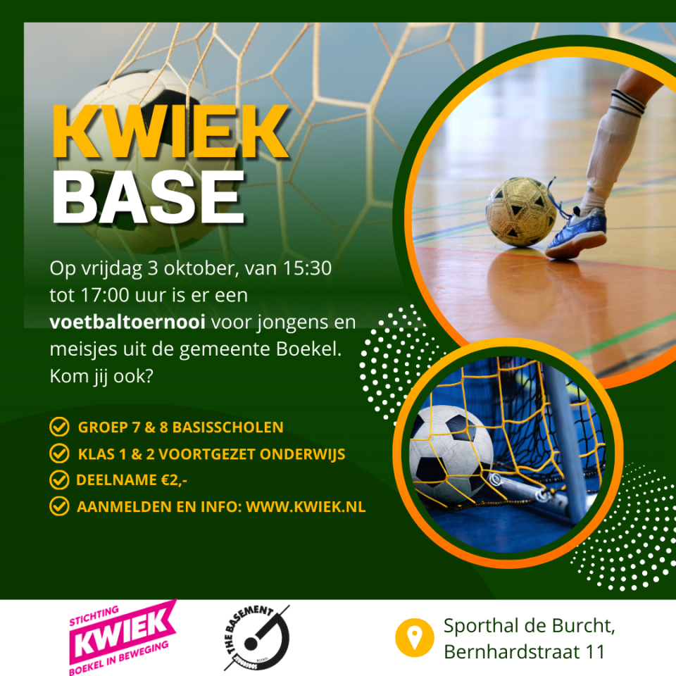KWIEK BASE voetbaltoernooi! Doe jij mee?