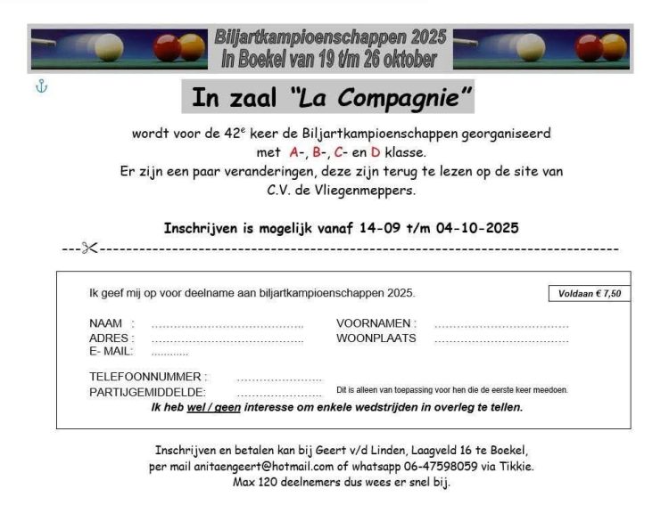 Biljartkampioenschappen Boekel en Venhorst