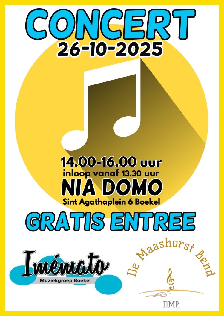 Aanstaande zondag gratis concert in Nia Domo