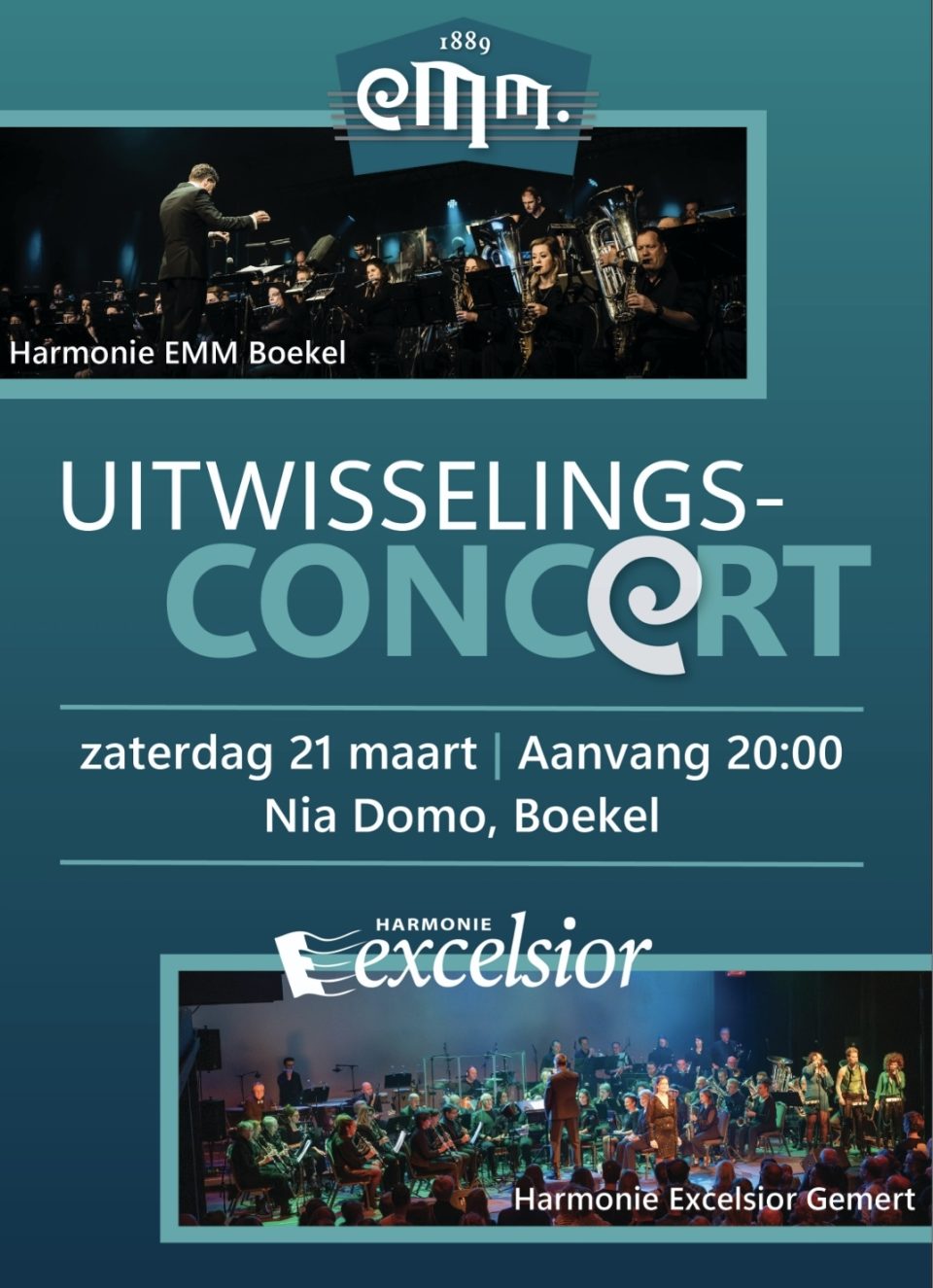 Uitwisselingsconcert Harmonie EMM Boekel en Harmonie Excelsior Gemert