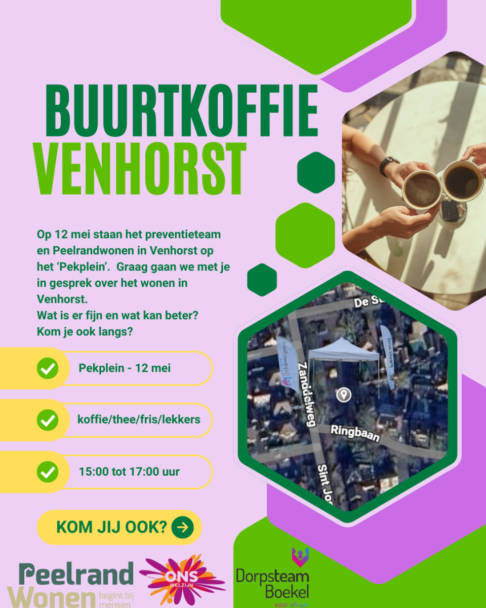 Buurtkoffie Venhorst Preventieteam Dorpsteam en Peelrand Wonen
