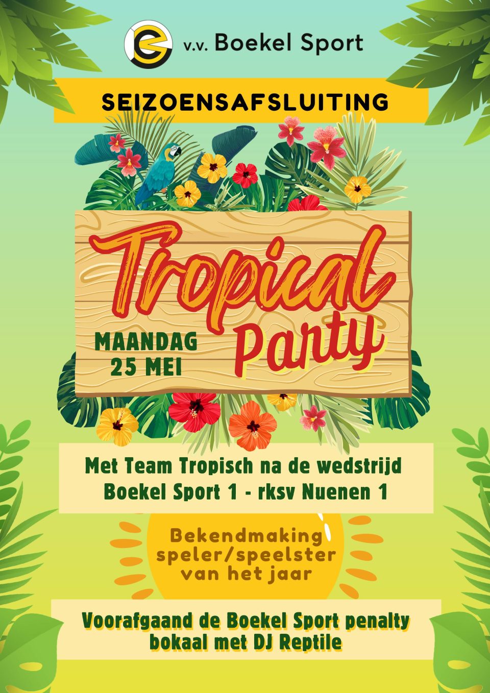25 mei seizoensafsluiting bij Boekel Sport 